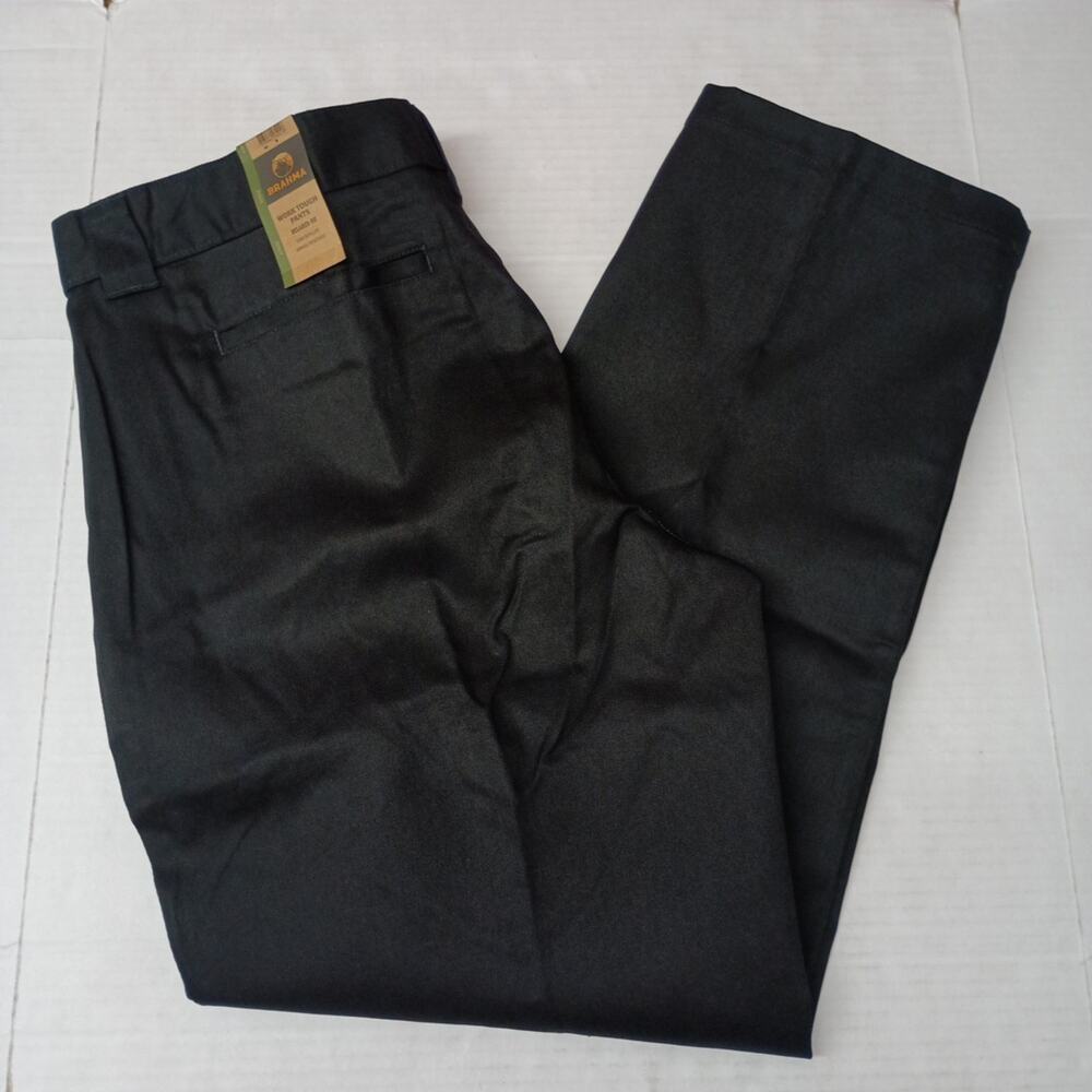 Brahma Men's Work Tough Pants Durable Size 42x32 Black Relaxed Wrinkle Resistant